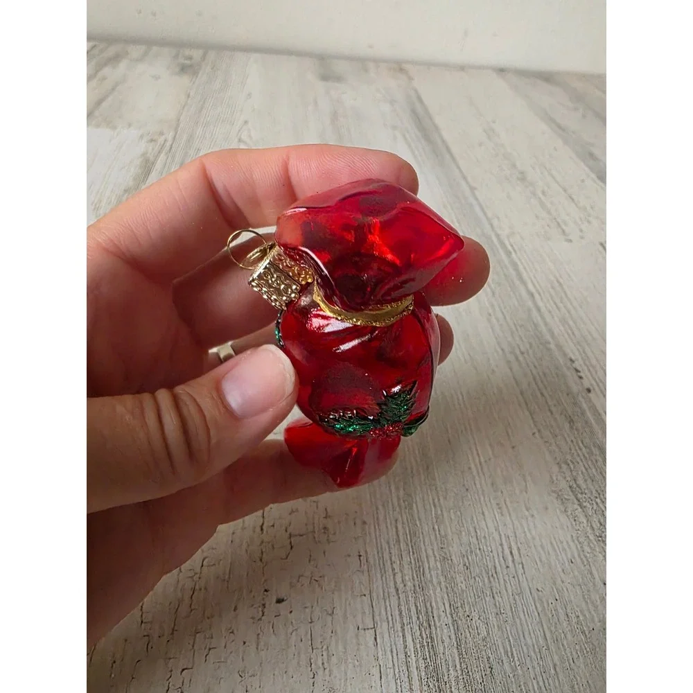 OWC old world candy Santa glitter ornament glass girl scene gold Xmas tree